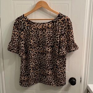 Leopard Print Women's Top with flutter sleeves